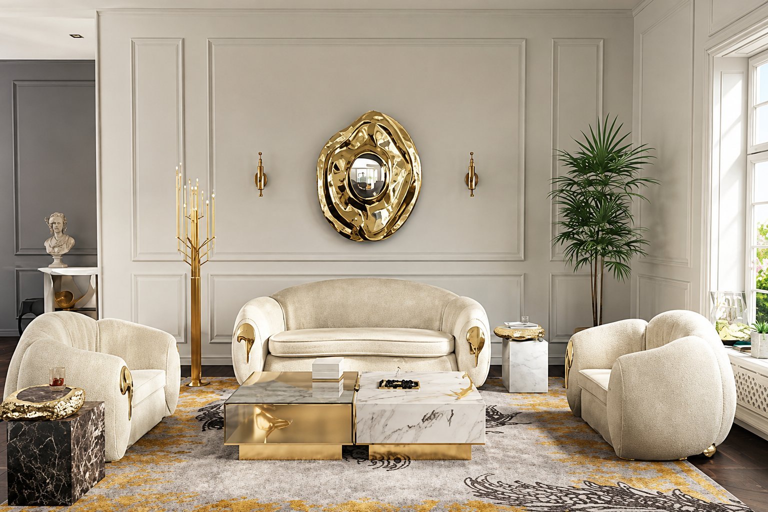 Custom wallpaper design in a Dubai living room